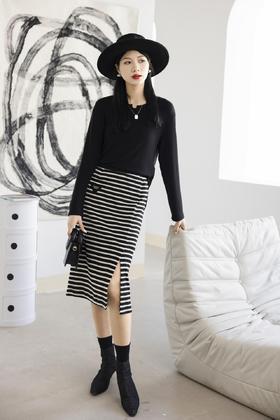 3209856-1#条纹半身裙