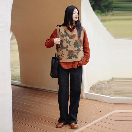 绽放071朵/2024春季新款竞黑灰色复古水洗直筒显瘦显腿长牛仔裤女 商品图1