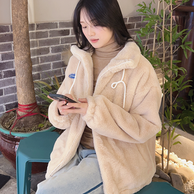 【新年特惠】女性慵懒风外套 仿獭兔毛立领  防风保暖衣身仿兔毛 立体剪裁显瘦版型 