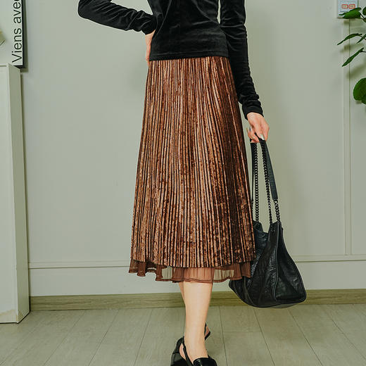 Avann两穿网纱丝绒半身裙2160 商品图6