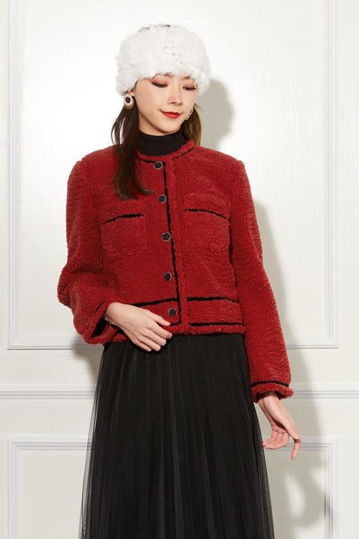 ANSUABEL 红色颗粒感毛绒外套 10848 商品图0