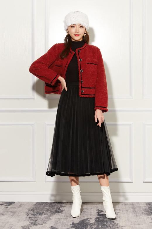 ANSUABEL 红色颗粒感毛绒外套 10848 商品图4