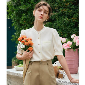 OLrain欧芮儿法式米白色雪纺衫女早春2024新款精致百搭通勤衬衫
