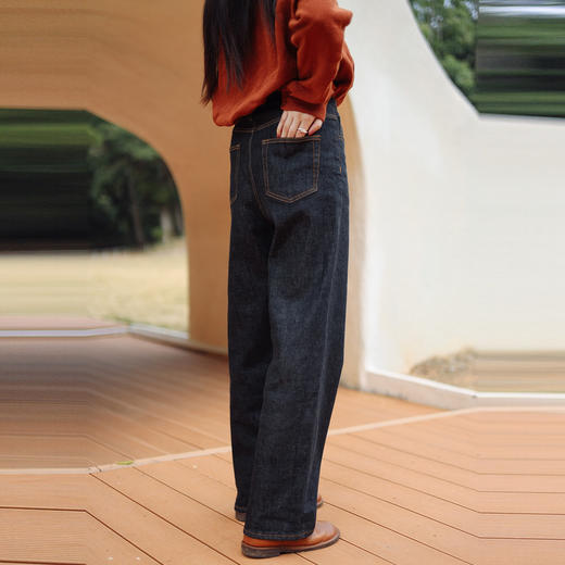 绽放071朵/2024春季新款竞黑灰色复古水洗直筒显瘦显腿长牛仔裤女 商品图2