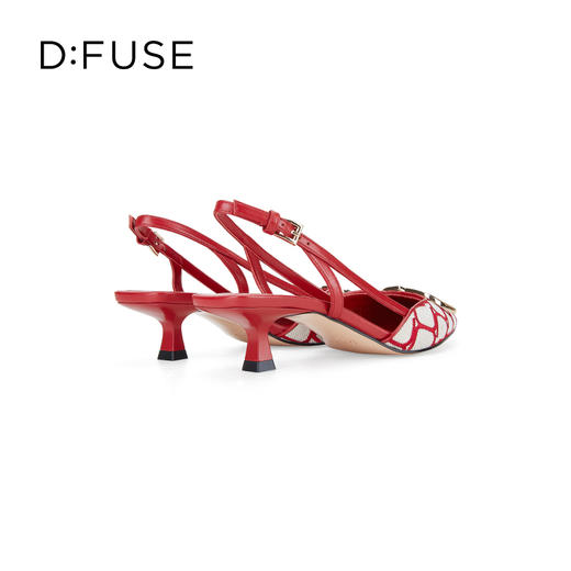 Dfuse迪芙斯春秋季气质金属扣刺绣布中后空高跟单鞋DF41114116 商品图2