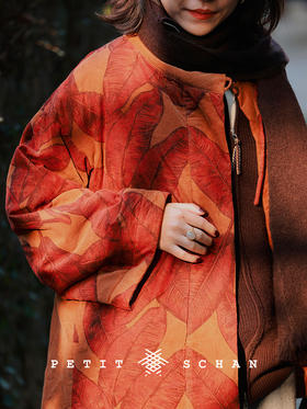 最后一片树叶 纯棉灯芯绒印花法国插画师原创3M黑科技夹棉新年中式棉服