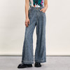 谜底牛仔阔腿裤女2024春季新款复古风高腰百搭宽松长裤241MK0011 商品缩略图0