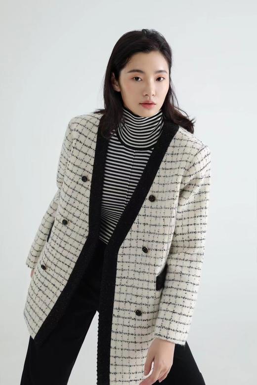 Le Malene 无领双排扣小香风羽绒服西装外套 17512 商品图0