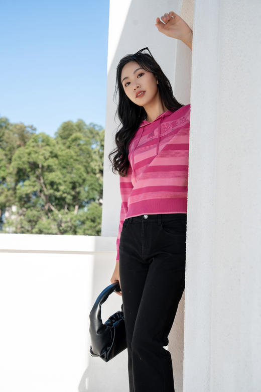 奇威双色泡泡花针法渐变条纹针织0AF0504714 商品图12