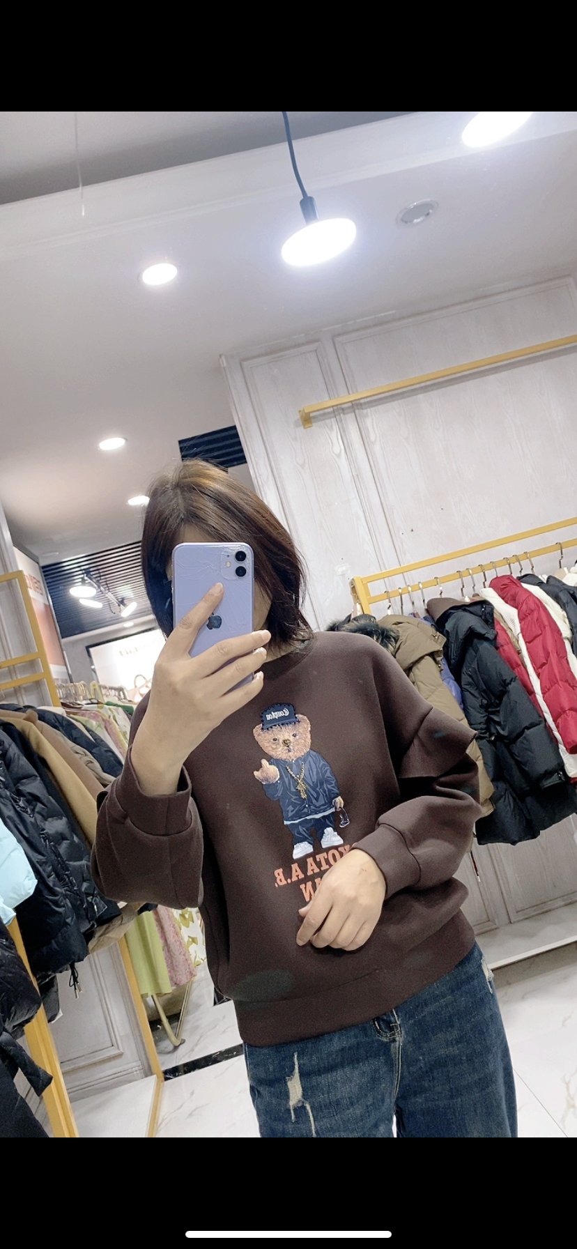 A7091       韩版气质减龄百搭圆领印花太空棉卫衣（特价不退换）