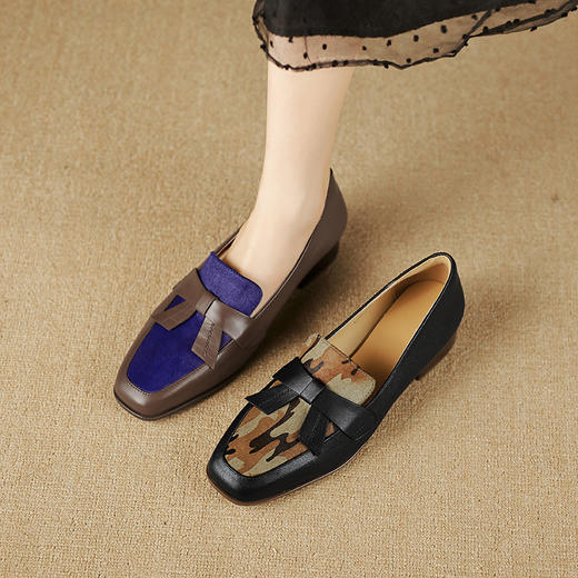 春季新款，乱搭色马毛牛皮舒适乐福鞋小皮鞋女单鞋XHD-D2402 商品图6