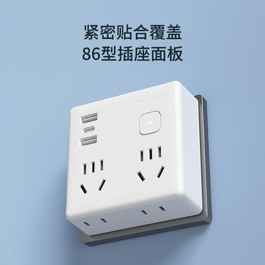 飞利浦（PHILIPS）魔方插座转换器/86型转换插座插头/USB+Typec插座扩展/一转多插座/多功能插座SPB4040W/93 商品图2