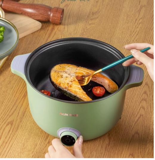 Z1314  奥克斯电煮锅 绿色不粘锅款【无蒸笼】 商品图1
