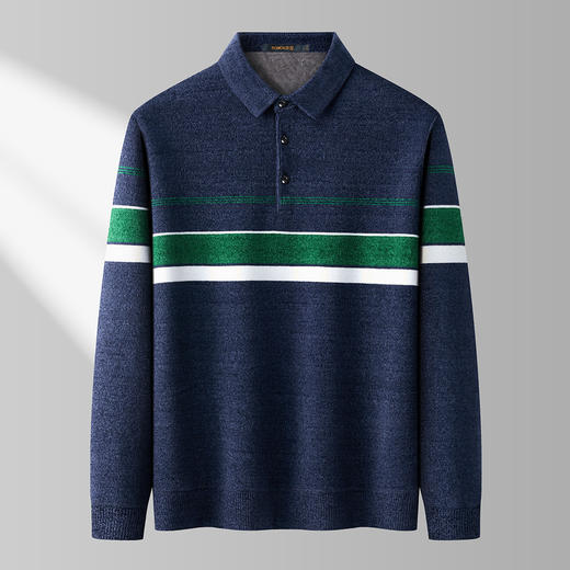 【加绒加厚】罗蒙秋冬速暖仿羊绒polo衫男长袖t恤休闲时尚男士polo衫长袖 商品图1