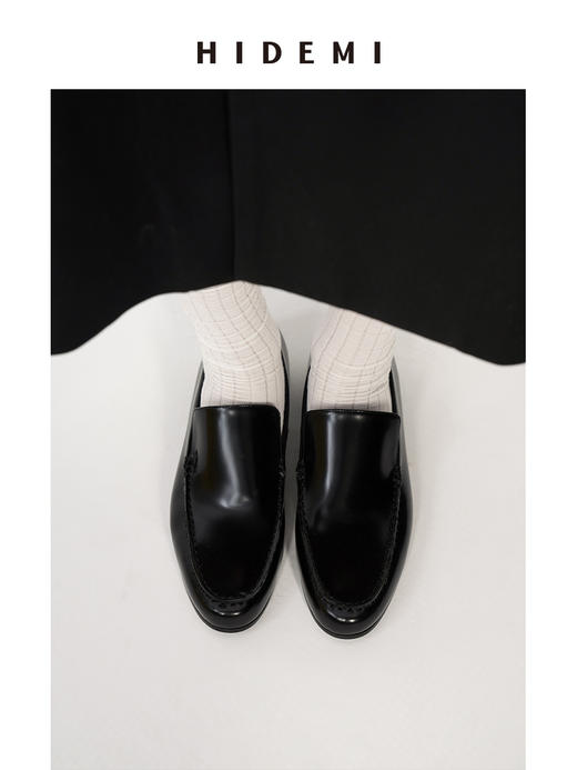 HIDEMI 极简进口牛皮乐福平底鞋 商品图0