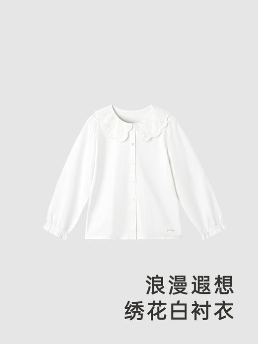 英氏童装女宝宝吸湿速干刺绣翻领衬衫纯棉2024新款YRCAJ1Q232A 商品图4