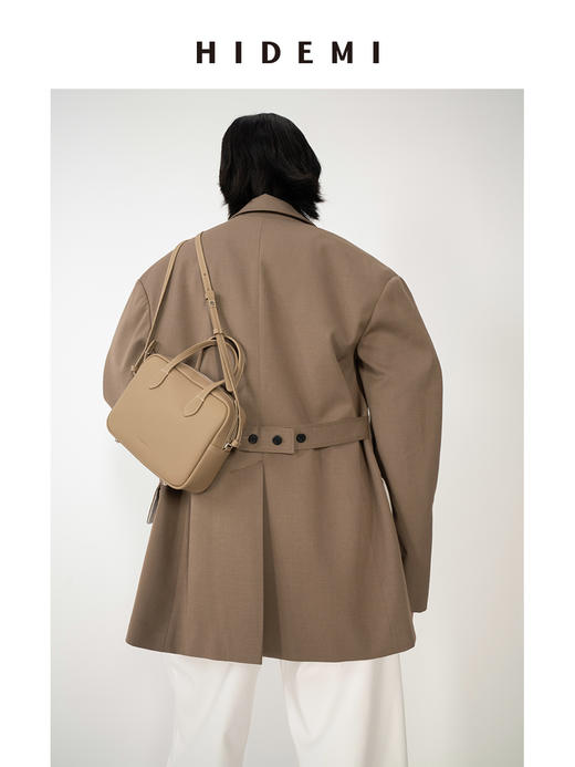 HIDEMI极简立裁设计感弧形肩袖腰带式宽松西装 商品图11