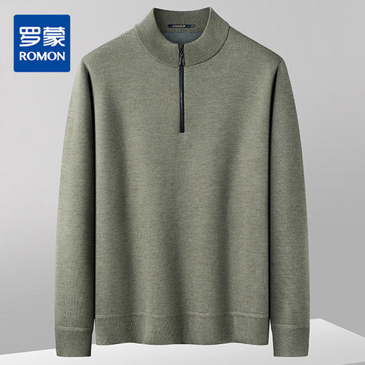 【加绒加厚】罗蒙秋冬含羊毛半拉链开衫高领毛衣男加绒外套男士毛衣毛衫男 商品图0