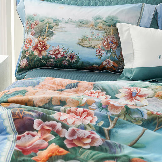 【6F】富安娜国绣独幅床单四件\国风系列·如画河山，吊牌价6980~7980，+199元，再得吊牌价1980~2380的蚕丝大豆暖芯春秋被\星婉1条 商品图1