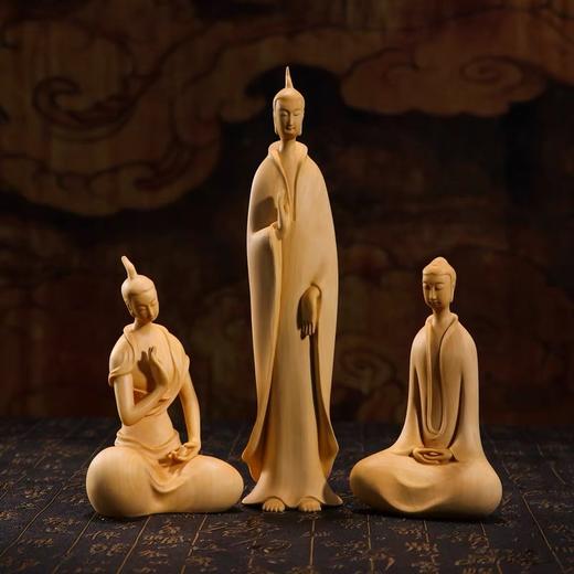 北魏三圣佛°小叶黄杨木摆件 商品图0
