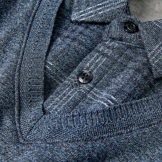 【加绒加厚假两件】罗蒙含棉假两件加绒衬衫 男长袖衬衣 男长袖加绒针织衫 商品图5