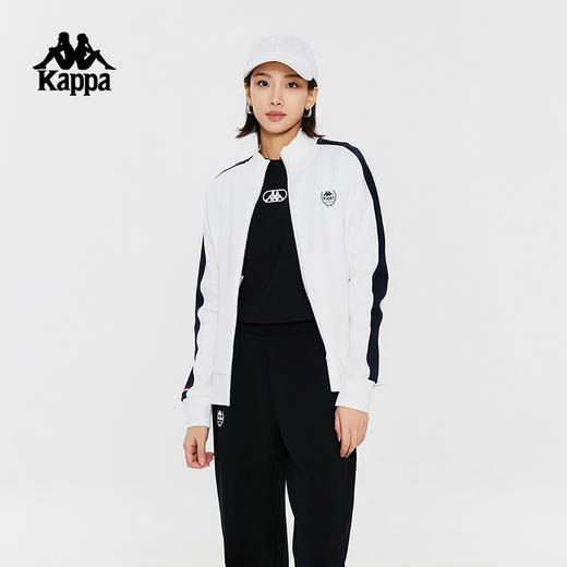 Kappa卡帕复古开衫2024新款女运动卫衣撞色休闲长袖外套K0E22WK01 商品图0
