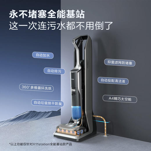海尔无线智能洗地机吸扫拖一体 全自动拖地机 双滚刷双动力电解水除菌 防缠绕 热风烘干X11S全能基站款 【新品全能基站款】X11station 商品图5