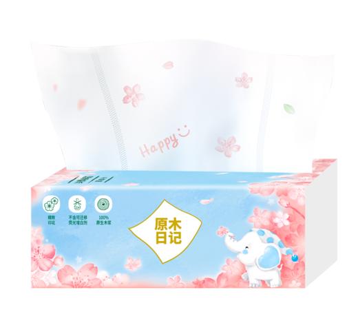 原木日记印花纸巾整箱L码3层130抽24包 商品图0