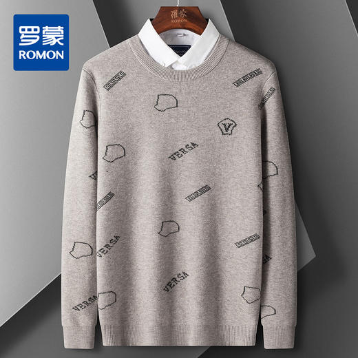 27DKMY1072【双面提花】罗蒙秋冬加厚毛衣男提花男士针织衫保暖针织衫男舒适男士毛衣 商品图0