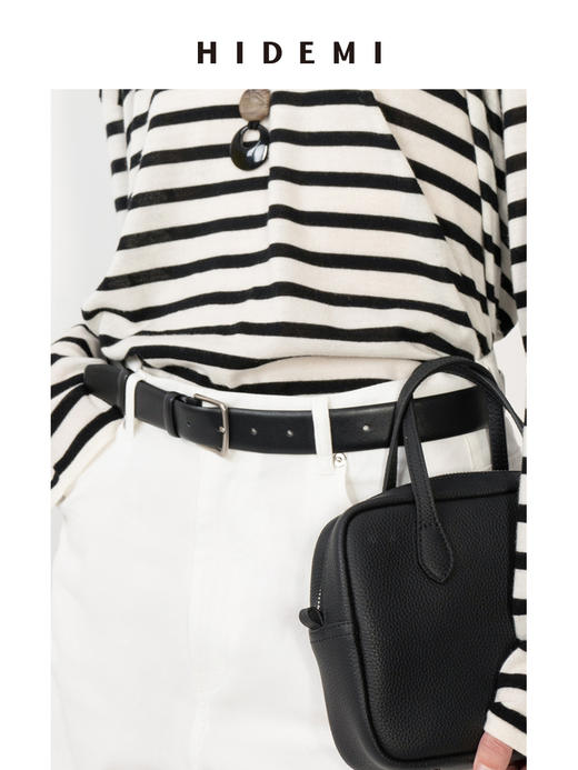 HIDEMI 极简进口牛皮方扣宽腰带 商品图2