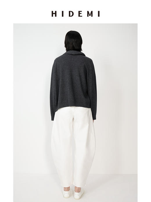 HIDEMI 美丽奴羊毛不对称多穿式毛织上衣 商品图3
