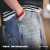 工装优选美式复古泼墨涂鸦牛仔裤浅蓝色竹节纹水洗直筒伐木裤男春 商品缩略图1