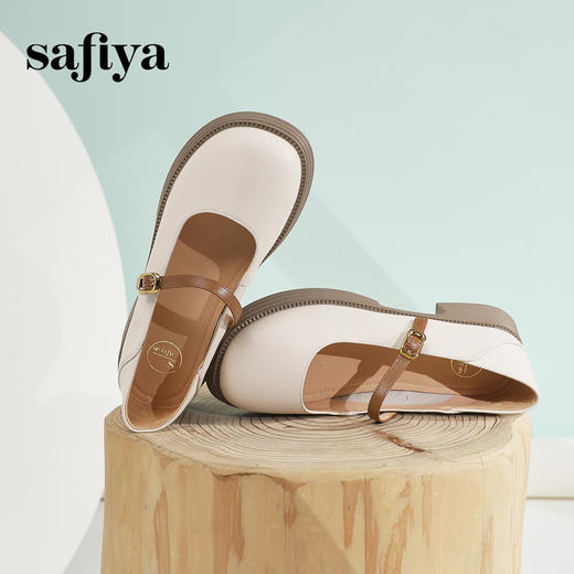 Safiya/索菲娅2025春季新品法式牛皮低跟百搭学院风浅口玛丽珍单鞋 SF41111094/SFD1111094 商品图3