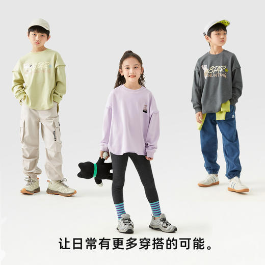 森林棠24春季新款男女儿童箱型T恤长袖宽松运动上衣 商品图3