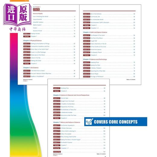 【中商原版】Carson Dellosa Spectrum Science Grade 3 光谱练习册 科学系列 3年级 8-9岁 小学三年级 美国CarsonDellosa 商品图1