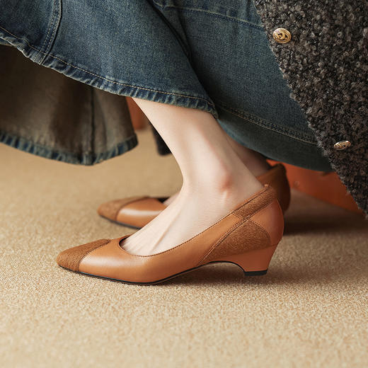 春季新款，浅口拼色小皮鞋爆款网红女鞋真皮鞋子HYT-7323 商品图9