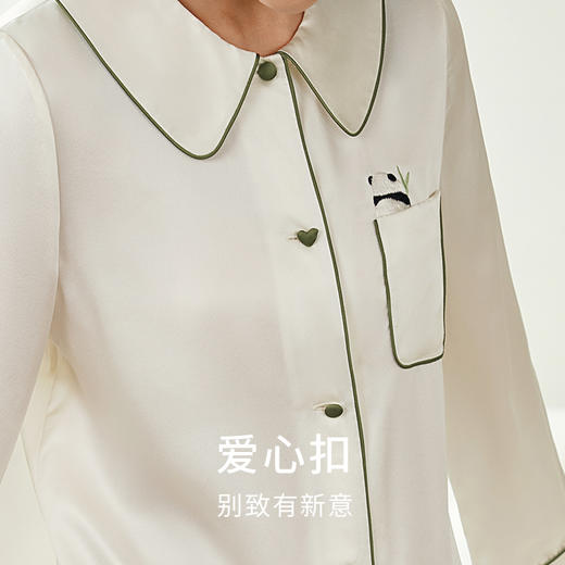 【情人节礼物】金三塔19姆米真丝睡衣情侣刺绣桑蚕丝衣裤套睡裙女家居服   YSFEA304/YSMEA201 商品图3