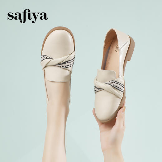 Safiya/索菲娅2024春季新品扭结淑女风真皮软底百搭浅口休闲单鞋 SF41111106 商品图6