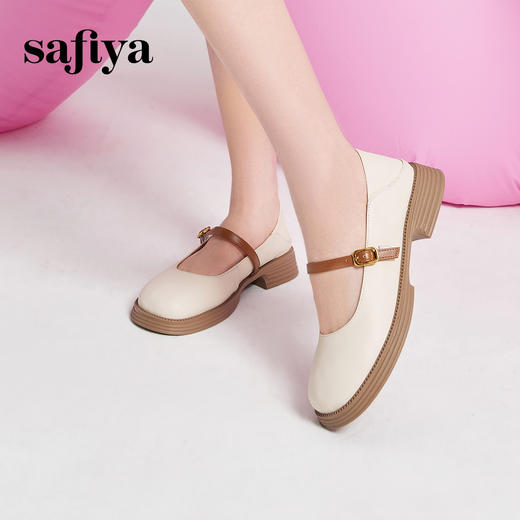 Safiya/索菲娅2025春季新品法式牛皮低跟百搭学院风浅口玛丽珍单鞋 SF41111094/SFD1111094 商品图0