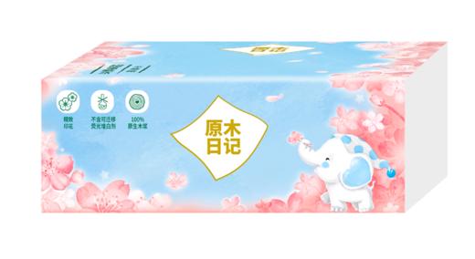 原木日记印花纸巾整箱L码3层130抽24包 商品图1