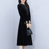 雀说新款时尚洋气立领拼接显瘦减龄中长款金丝绒连衣裙AL 7512 商品缩略图2