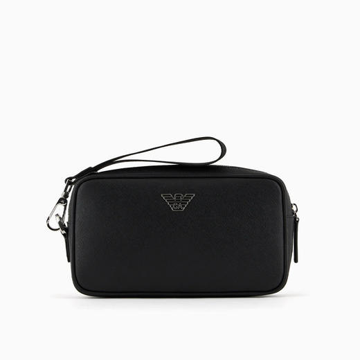 EMPORIO ARMANI 阿玛尼 男士再生 Saffiano 皮革鹰牌徽标手包 黑色 Y4R356 Y138E 81072 商品图0