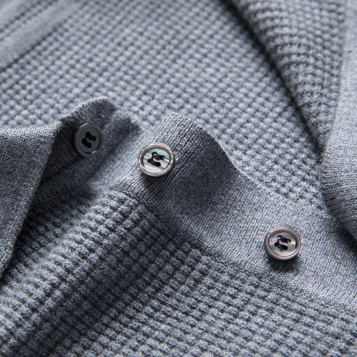 【华夫格含羊毛】罗蒙秋冬肌理感polo衫男长袖针织衫男休闲百搭毛衣男t恤 商品图12