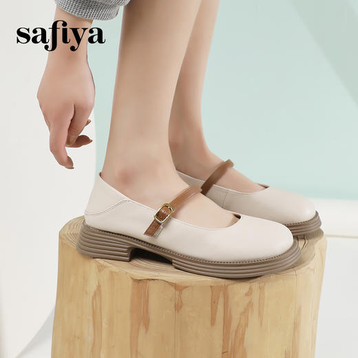 Safiya/索菲娅2025春季新品法式牛皮低跟百搭学院风浅口玛丽珍单鞋 SF41111094/SFD1111094 商品图8