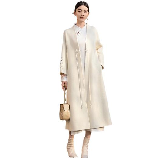 ALBB-2024年早春季上新气质时尚复古新中式风遮肉显瘦刺绣羊毛呢大衣 商品图4