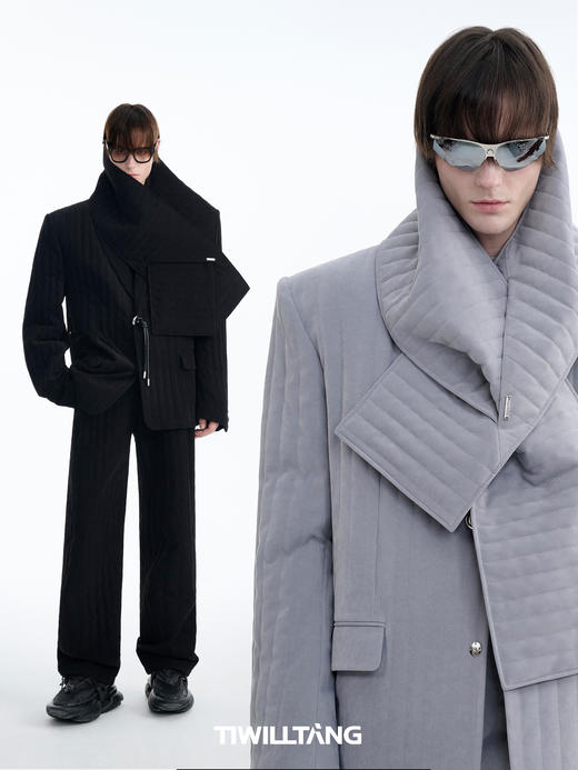 TIWILLTANG启世录“域翼霖晤”交叠绗棉围巾秋冬加厚围脖保暖 商品图4