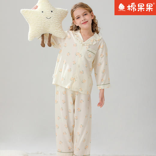 棉果果专柜同款春季新品内衣家居女宝5A抗菌抗菌梭织对开家居服M121304424740 商品图0