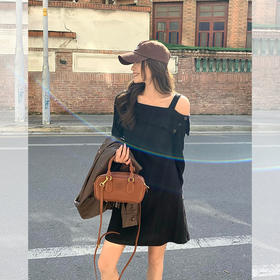 <曾小咸推荐>【酷感辣妹】黑色一字肩连衣裙