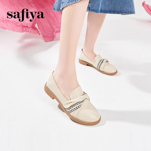 Safiya/索菲娅2024春季新品扭结淑女风真皮软底百搭浅口休闲单鞋 SF41111106 商品图1