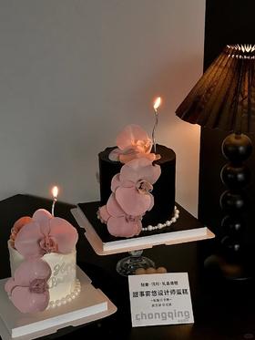 黑巢-蝴蝶兰精致生日蛋糕
